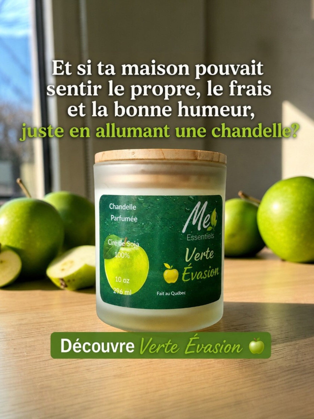 Chandelle Verte Évasion - Et si ta maison pouvait sentir le propre, le frais et la bonne humeur - Me Essentiels