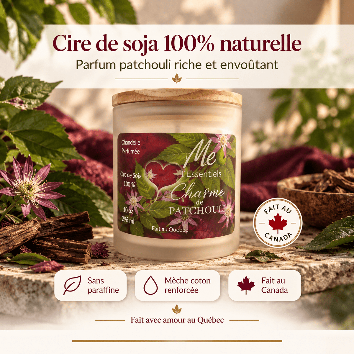 Charme de Patchouli - Chandelle 10 oz - Me Essentiels