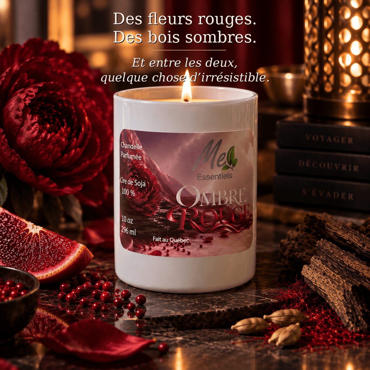 OMBRE ROUGE — Des fleurs rouges. Des bois sombres. Et entre les deux, quelque chose d’irrésistible. - Me Essentiels